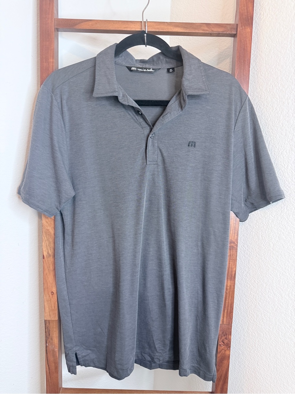 Travis Mathew Gray Performance Golf Polo Shirt Mens Medium